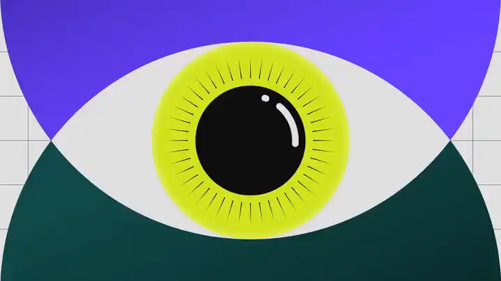 Trooper Free Motion Design Software Animación en vivo Personaje de ojos morados y amarillos